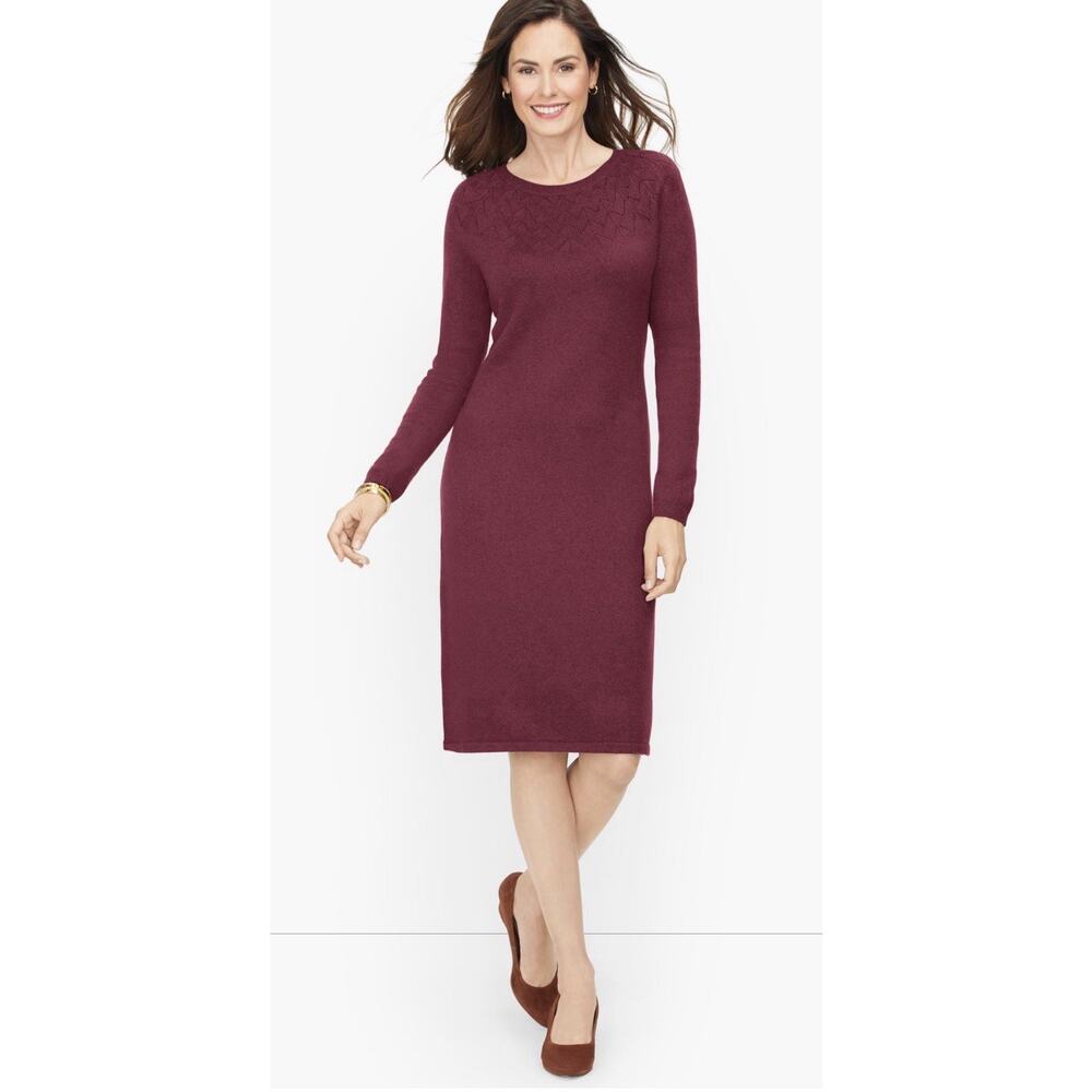 Talbots plus XL Wine burgundy Sweater Dress minimalist knit relaxed MIDI NWT